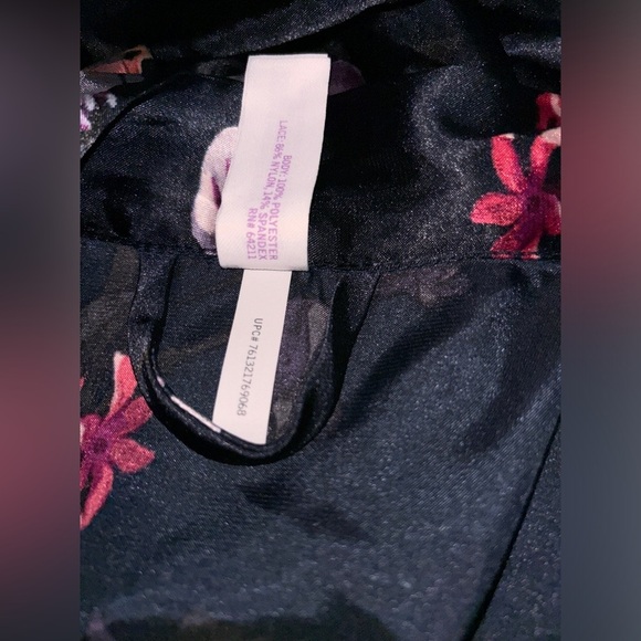 Lilac & London Floral Satin Robe Lace Trim Kimono Style Lounge Women M Sleepwear - Picture 9 of 10